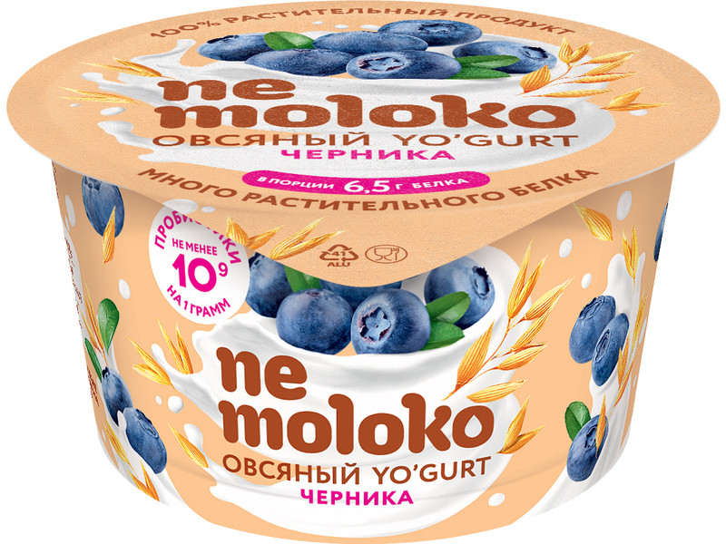 Йогурт Ne moloko овсяный черника 130гр Россия