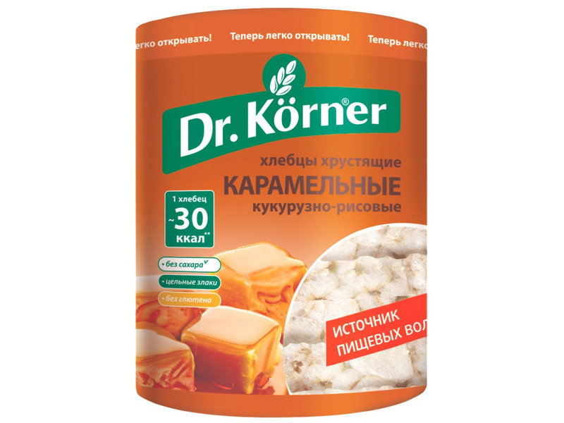 Хлебцы Dr. Korner кукурузно-рисовые карамельные 90 г Россия