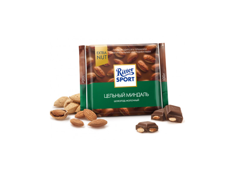 Шоколад Ritter Sport молочный цельный миндаль Extra nut 100 гр Германия